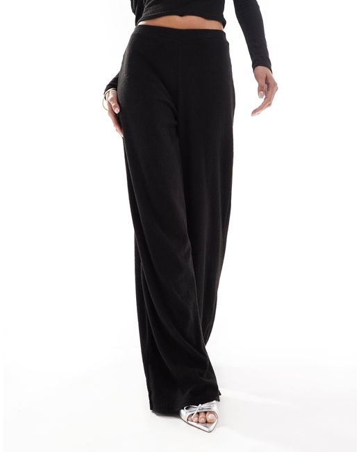 Kaiia Black Exclusive Soft Rib Wide Leg Trousers Co-Ord