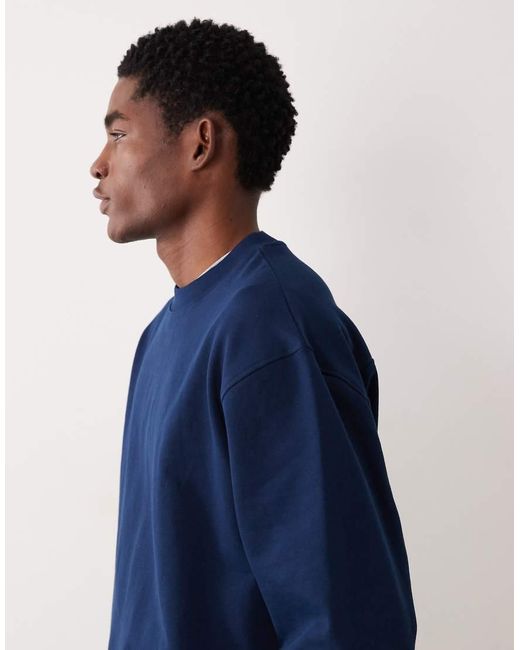 ASOS Blue Circular Design Collection Heavyweight Oversized Sweatshirt for men