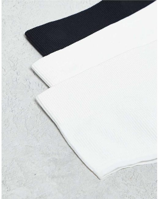 Confezione Da 3 Brasiliane A Coste Senza Cuciture Colore Bianco E Nero di Lindex in White