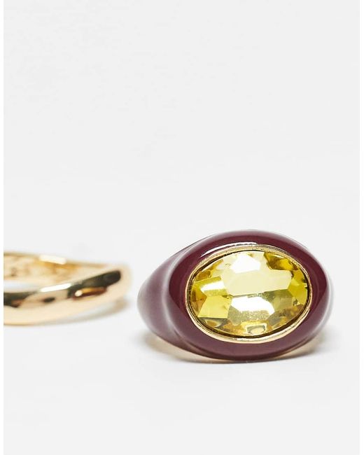 ASOS Set Van 2 Ringen Met Ring Bedekt Met Acryl En Gekleurd Imitiatiekristal in het White