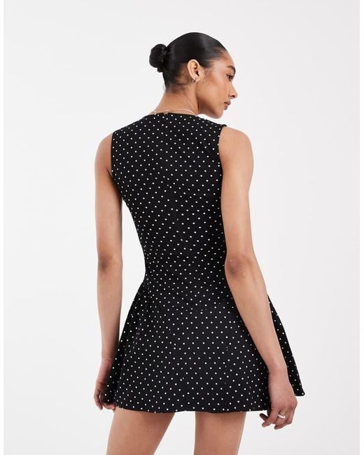 ASOS Black Scoop Neck Flippy Mini Dress