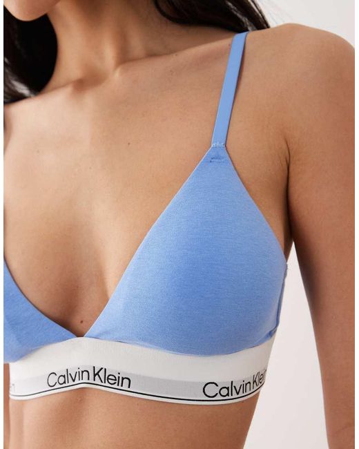 Calvin Klein Blue Icon Cotton Modal Lightly Lined Triangle Bra