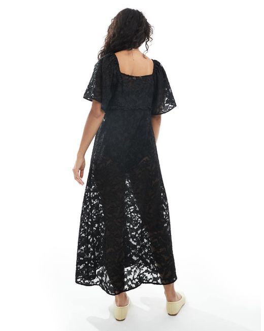 Object Black Sheer Burnout Floral Boho Layering Dress