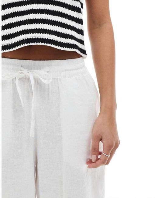 Vero Moda White Linen Touch Wide Leg Trousers