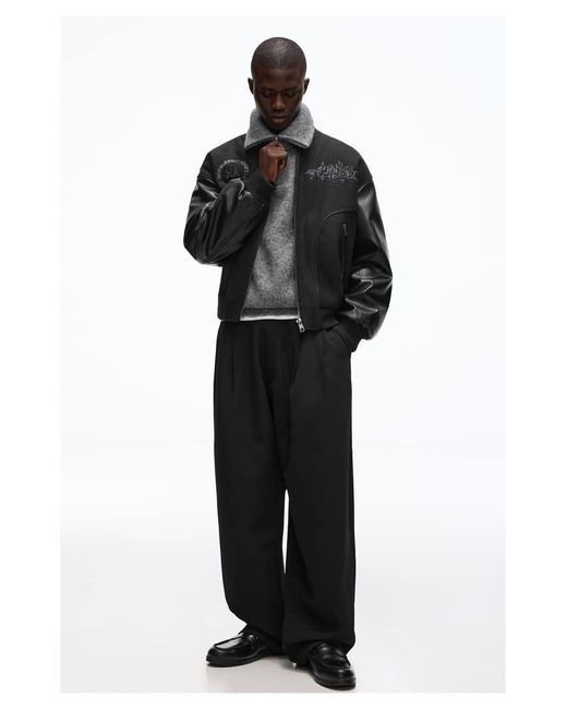 Bershka Black Super Baggy Tailored Fit Trousers for men