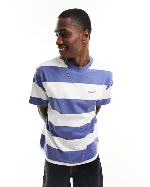 T-shirt oversize à petit logo et rayures - et bleu marine Levi's pour homme en coloris Blue
