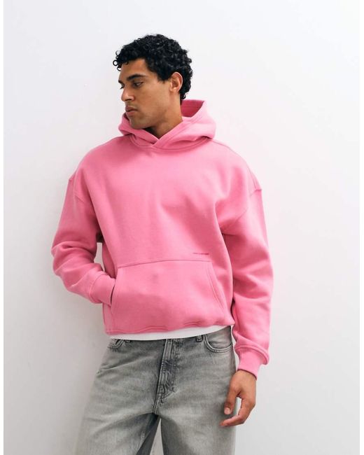 Hollister Pink Back Graphic Logo Boxy Fit Hoodie for men