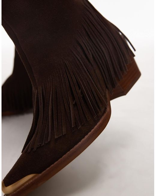 Jukeson - bottines en daim à franges style western - chocolat Bronx en coloris Black