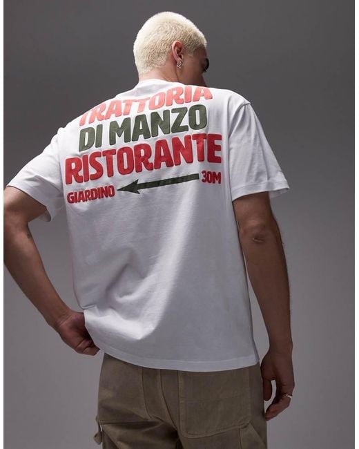 Topman Gray T-shirt With Front And Back Trattoria Di Manzo Raised Print for men