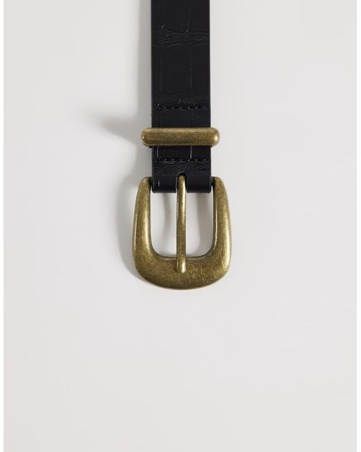 ASOS White Skinny Belt With Curve Buckle And Metal Tip for men
