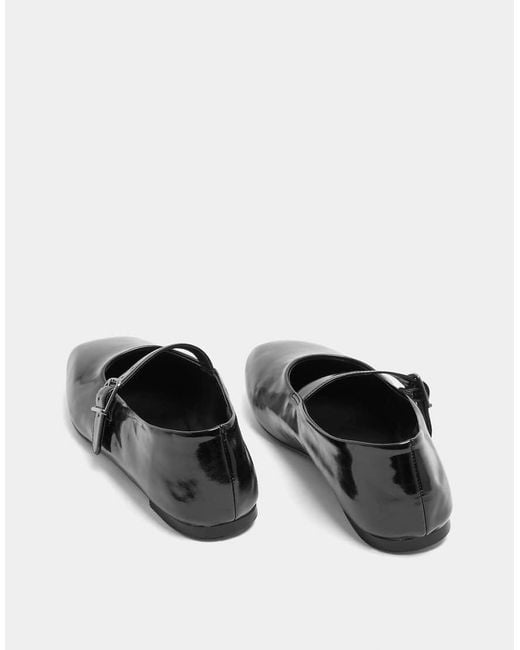 Yours Clothing Black Wide Fit Patent Mary Jane Flats