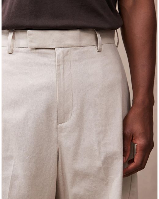 ASOS Brown Smart Linen Blend Bermuda Shorts for men