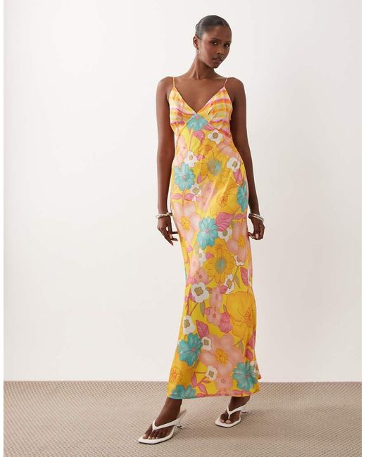 Never Fully Dressed Orange Imogen Satin Cami Biase Maxi Dress