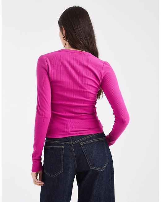 Cotton On Pink Henley Long Sleeve Top