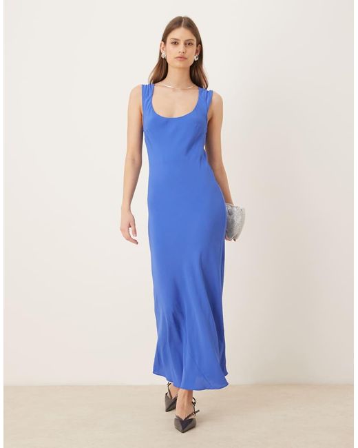 ASOS Blue Cap Sleeve Midi Dress