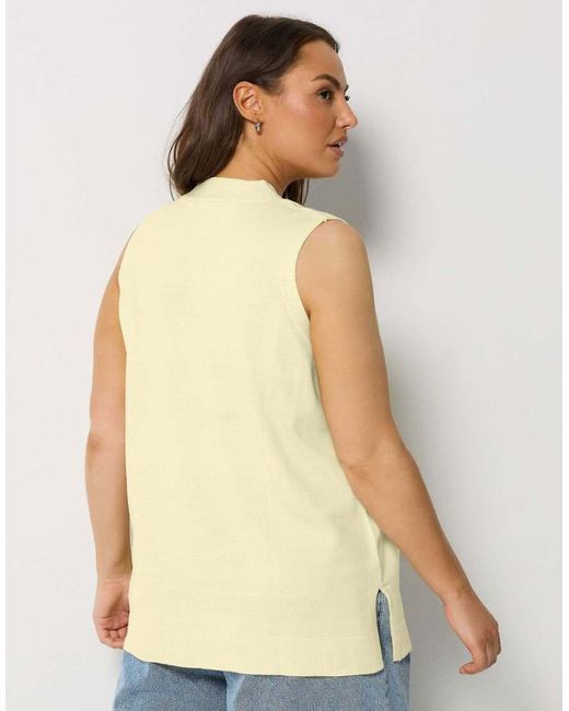 Yours Clothing Natural Knitted Button Front Vest Top