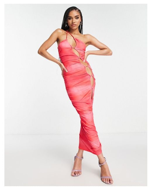 SIMMI Red Simmi Strappy Bandeau Maxi Dress With Cut Out Detail