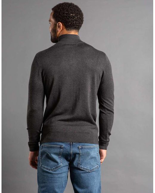 French Connection Gray 1/2 Zip Knitted Jumper for men