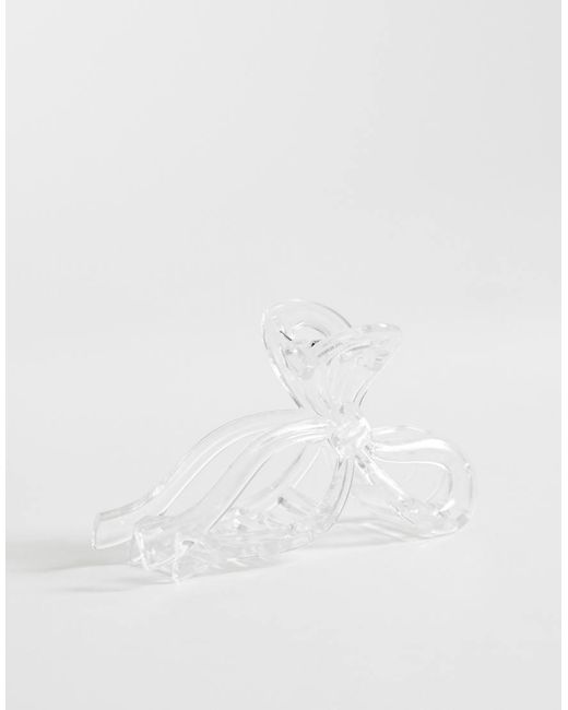 Pieces White Bow Detail Claw Clip