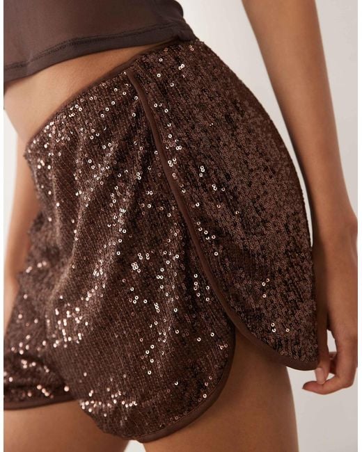 ASOS Brown Sequin Runner Short