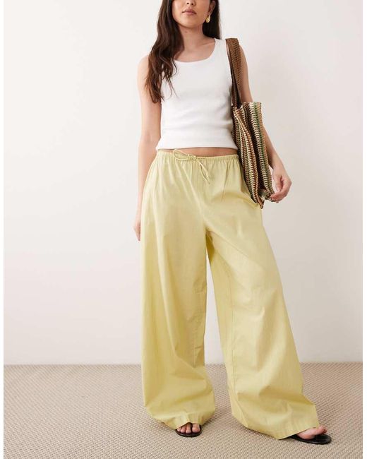 Wednesday's Girl Natural Wednesdays Girl Tie Detail Wide Leg Trouser