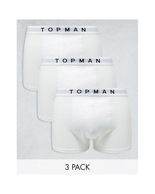 Confezione da 3 boxer aderenti bianchi con fascia di Topman in White da Uomo