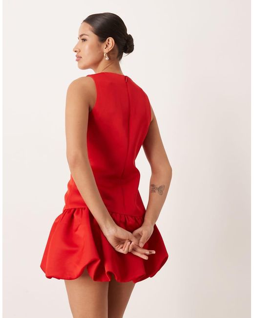 Gina Tricot Red Sleeveless Balloon Mini Dress