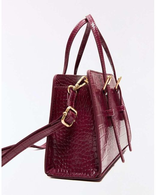 Bershka Textured Box Bag With Buckles