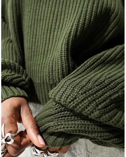 Monki Green Knit Rib Jumper