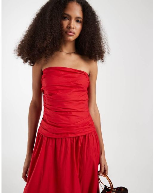 Gap Red Drop Waist Bandeau Maxi Dress