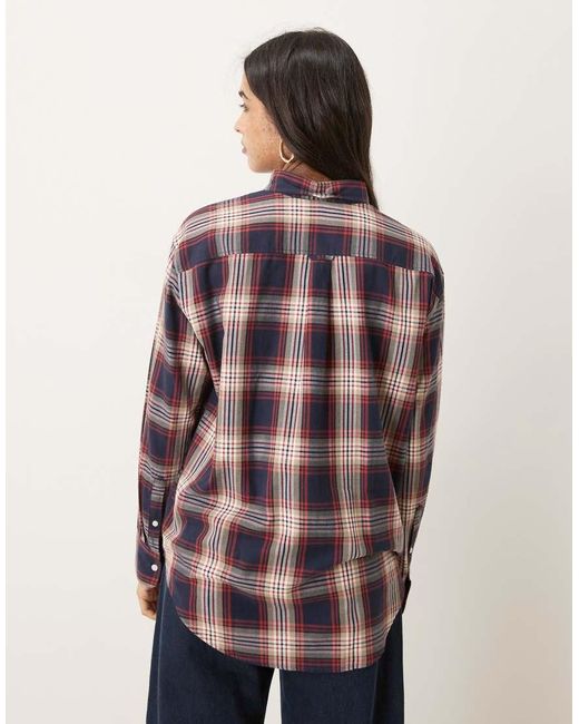 Gant Brown Relaxed Fit Flannel Checked Shirt