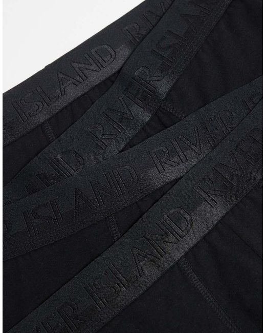 Pack De 4 Calzoncillos Negros Elásticos De Algodón De River Island de hombre de color Black