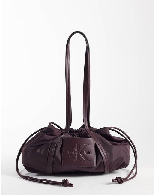 Calvin Klein Brown Drawstring Satchel Bag