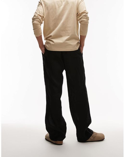 ARKET Black Linen Mix Drawstring Relaxed Pants for men