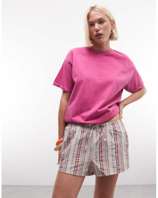 Reclaimed Vintage Pink – relaxed-fit-shorts mit streifen