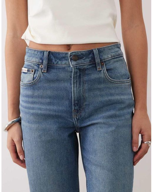 Calvin Klein Blue High Rise Straight Leg Jeans
