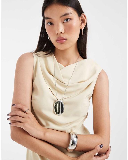 & Other Stories Natural Scarf Neck Midi Dress