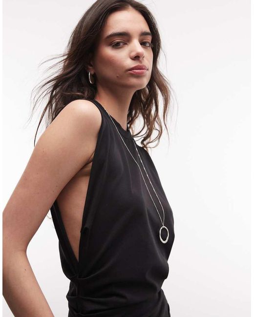 Weekday Black Sleeveless Top With Cinched Gathered Waist