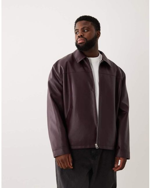 ASOS Black Faux Leather Harrington Jacket for men