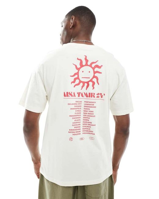 Camiseta Beis Extragrande Con Estampado "Usa Tour" En La Espalda De -Neutro Only & Sons de hombre de color Red