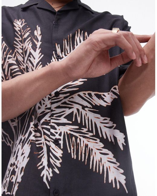 Chemise décontractée à manches courtes avec imprimé palmier - délavé Topman pour homme en coloris White