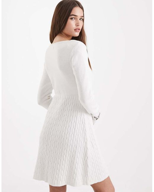 Hollister White Button Front Babydoll Knitted Mini Dress