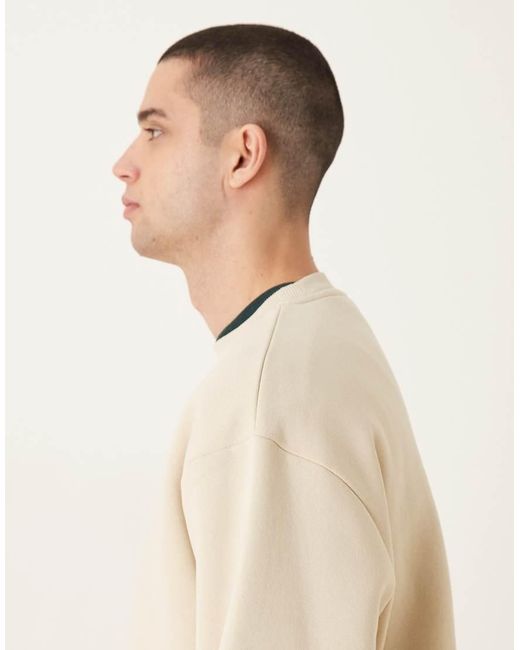ASOS Natural Relaxed Fit Sweatshirt With Souvenir Print for men