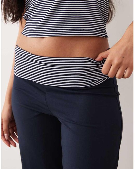 ASOS Blue Co-ord Turn Back Stripe Waistband Trouser