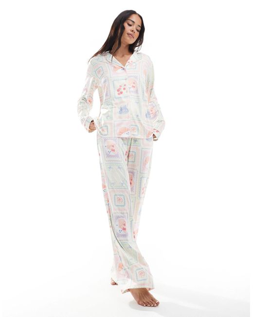 Threadbare White Tile Print Pyjama Set