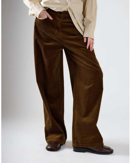 Glamorous Natural Wide-Leg Corduroy Trousers