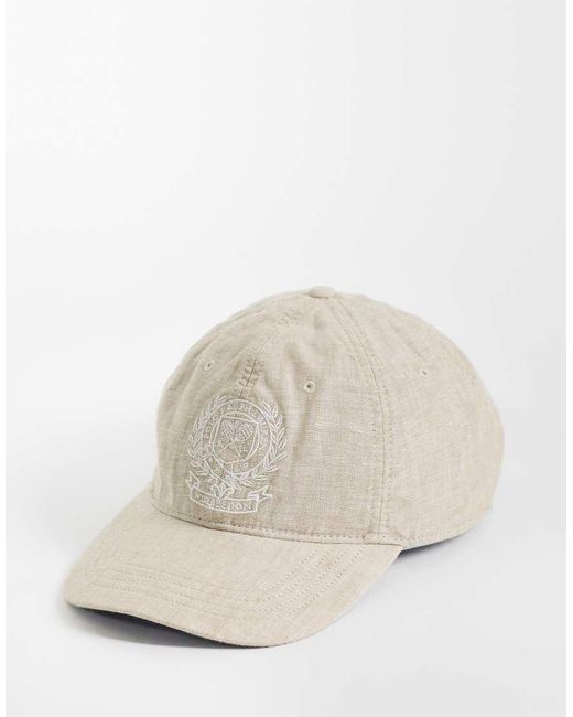Polo Ralph Lauren Natural Wimbledon Capsule Embroidered Crest Logo Linen Cap for men