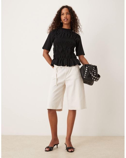 Y.A.S Black Ruched Front Jersey Top