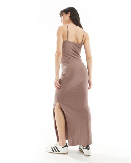 ONLY Natural Strap Maxi Dress With Side Split