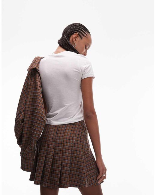 ASOS Brown Pleated Mini Skirt